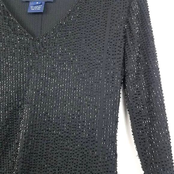 Ralph Ralph Lauren | Beaded Black Long Sleeve Top Sparkly - Picture 3 of 7